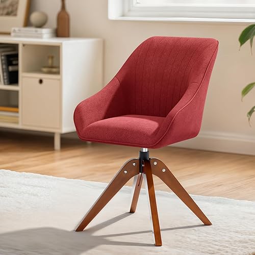 MoNiBloom Silla de escritorio, moderna silla giratoria de mediados de siglo con patas de madera maciza, silla de escritorio de oficina en casa sin
