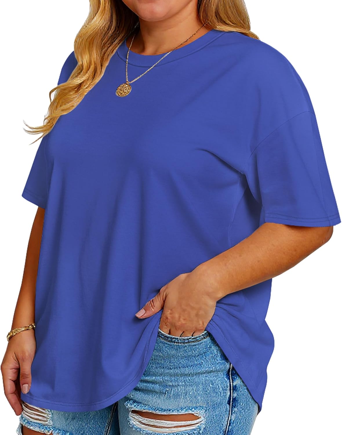 rosemia Plus Size Tshirts for Women Oversized Casual Tees Crewneck Short Sleeves Blouses - Image 6