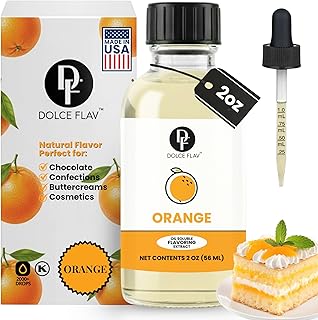 Dolce Flav Natural Orange Extract – 2 Ounce Oil-Soluble Kosher, Sugar-Free, Concentrated Citrus Flavor for Candy, Chocolates & Desserts, Includes Measured Dropper