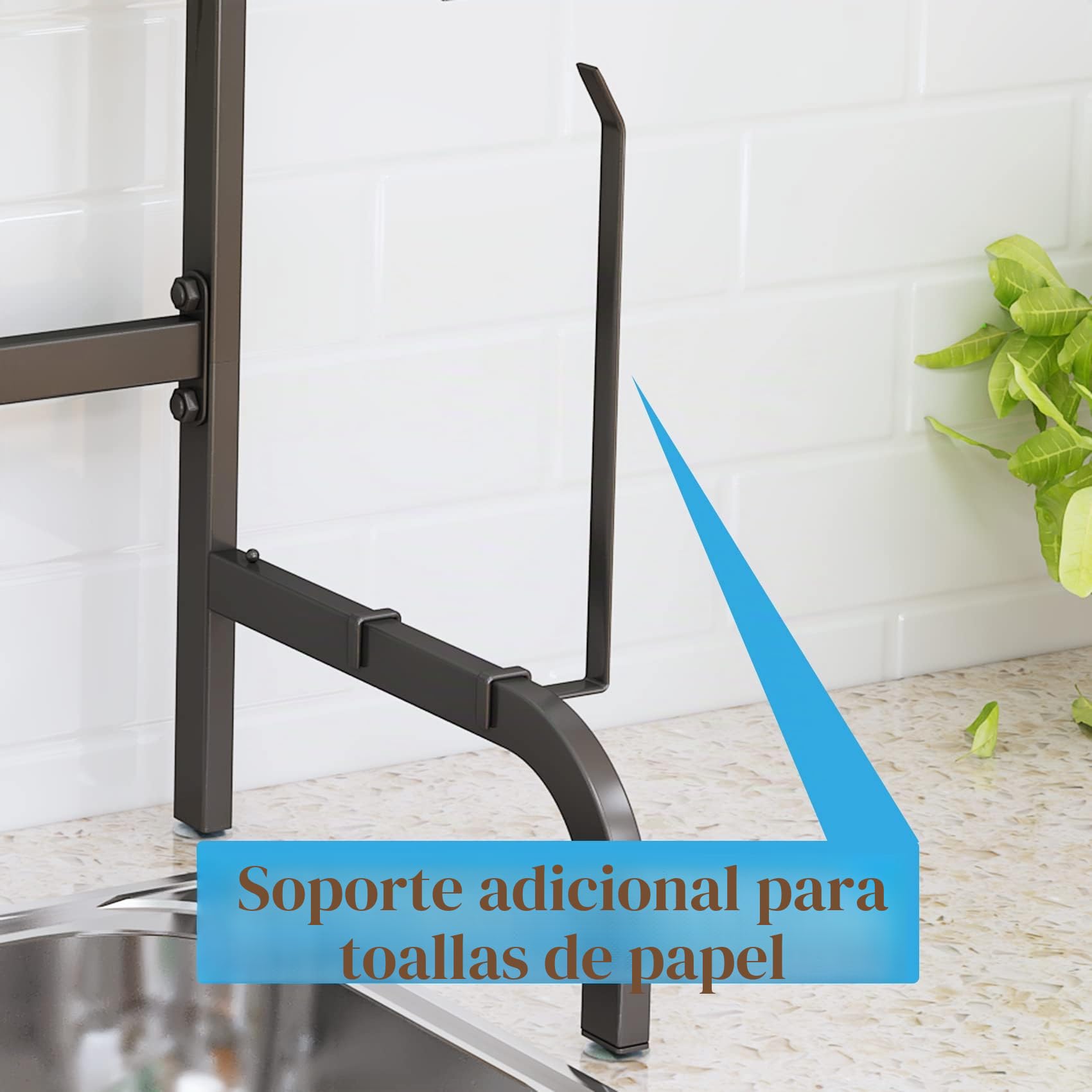 SAYZH Escurridor de Platos, Escurreplatos Encima del Fregadero, Escurridor de Platos Ajustable (de 64,8 CM a 85,1 CM), con Soporte para Utensilios, para Mostrador de Cocina, Inoxidable, Negro