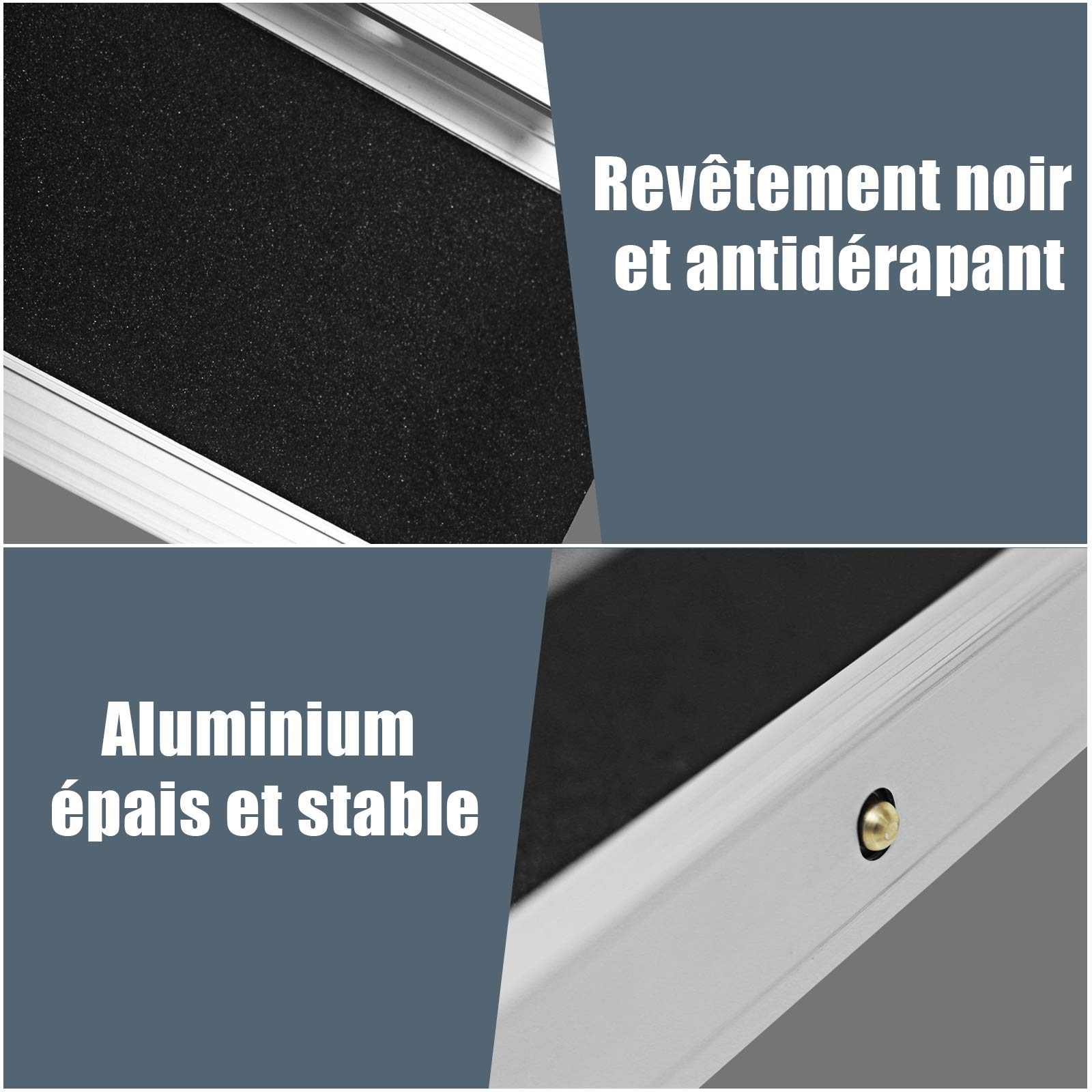 GOPLUS 2 Rampes de Chargement de Voiture Non-glissantes en Aluminium, Rampes de Fauteuil Roulant Portatives Téléscopiques Antidérapante, Longueur Ajustable à 3 Niveaux, Charge 270KG (121,5-213,5x19cm)
