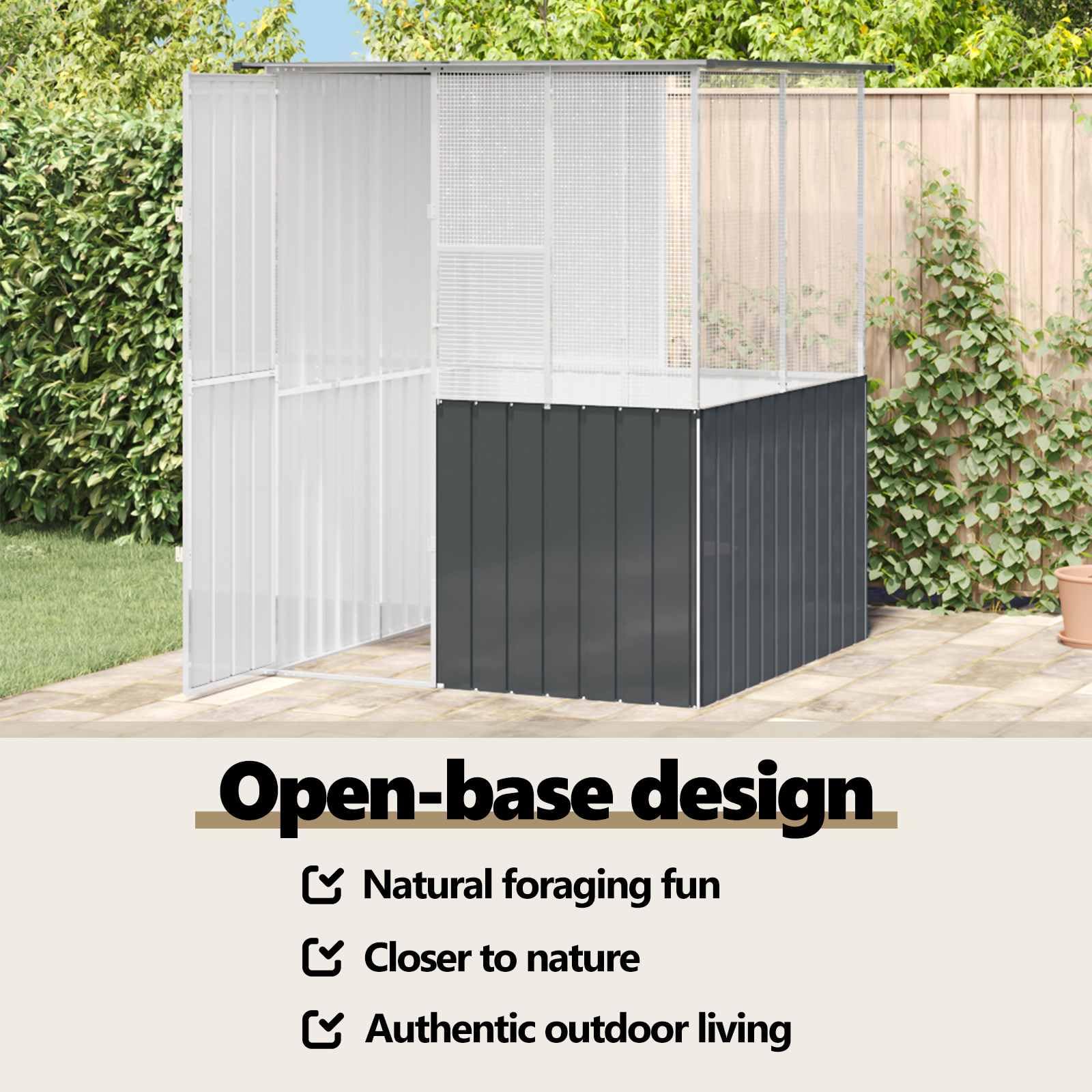 vidaXL Vogelkäfig Anthrazit 165 x 165 x 200 cm Verzinkter Stahl, Moderne Garten- und Terrassen-Vogelbauer, strapazierfähiger Außen-Aviary, stylisches Zuhause, sicheres Gehege