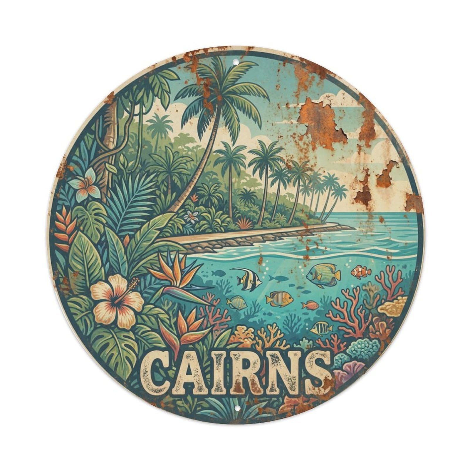 Travel Australia Vintage Cairns Metal Tin Sign