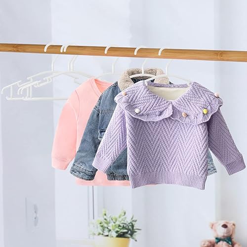 Miniatura 5 de GoodtoU Perchas para bebé, paquete de 100  Percha de plástico para niños de 10.2 pulgadas para armario, resistente para recién nacidos, niños