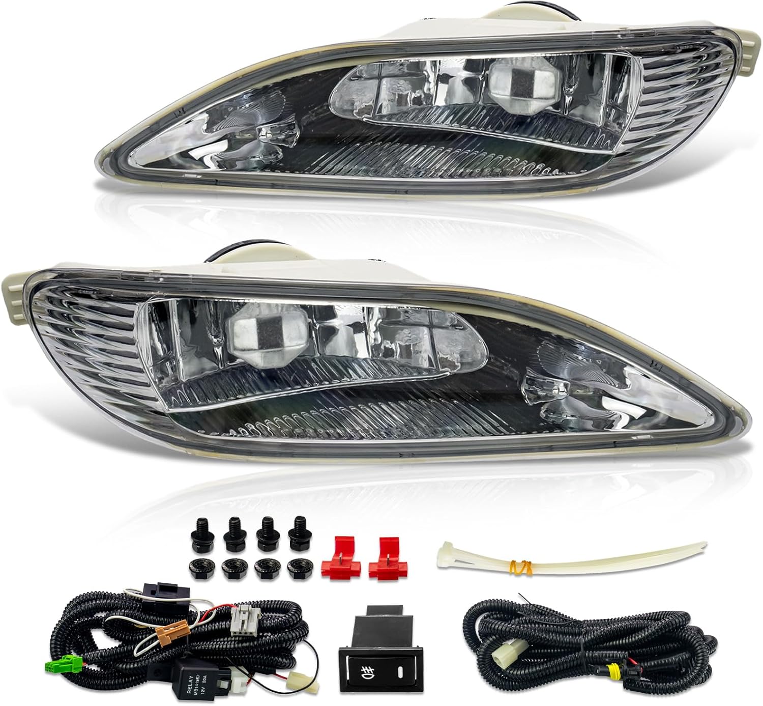 VPIMOZO Fog Light Assembly Compatible with 2007 2008 2009 Toyota Camry Clear Lens Fog Lamp with Switch and Wiring Kit H11 12V 55W Halogen Bulbs Replacement 81210-06070 81210-0D041