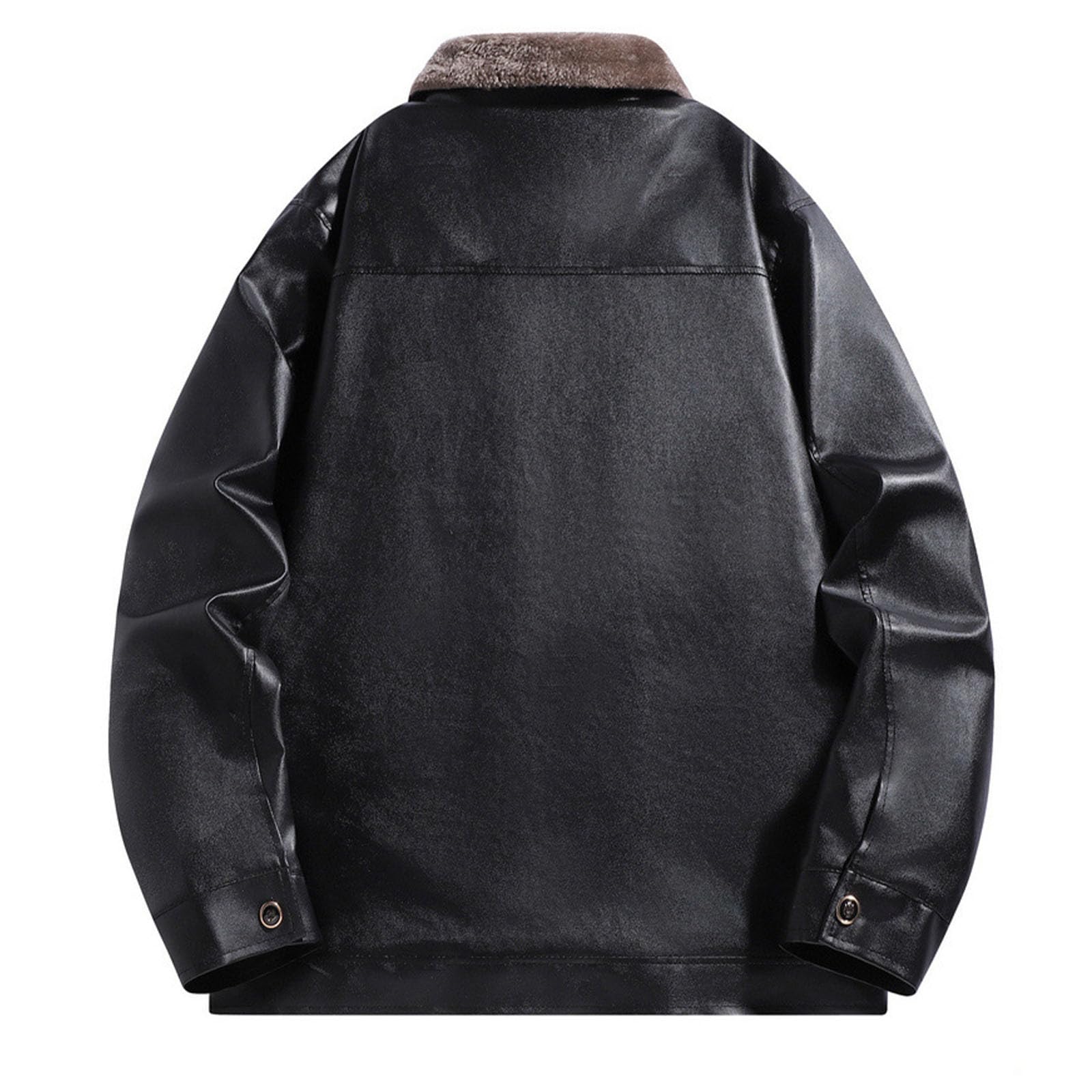 Motorrad Lederjacke Herren Vintage Motorradjacke Fleece Dicke Bikerjacke