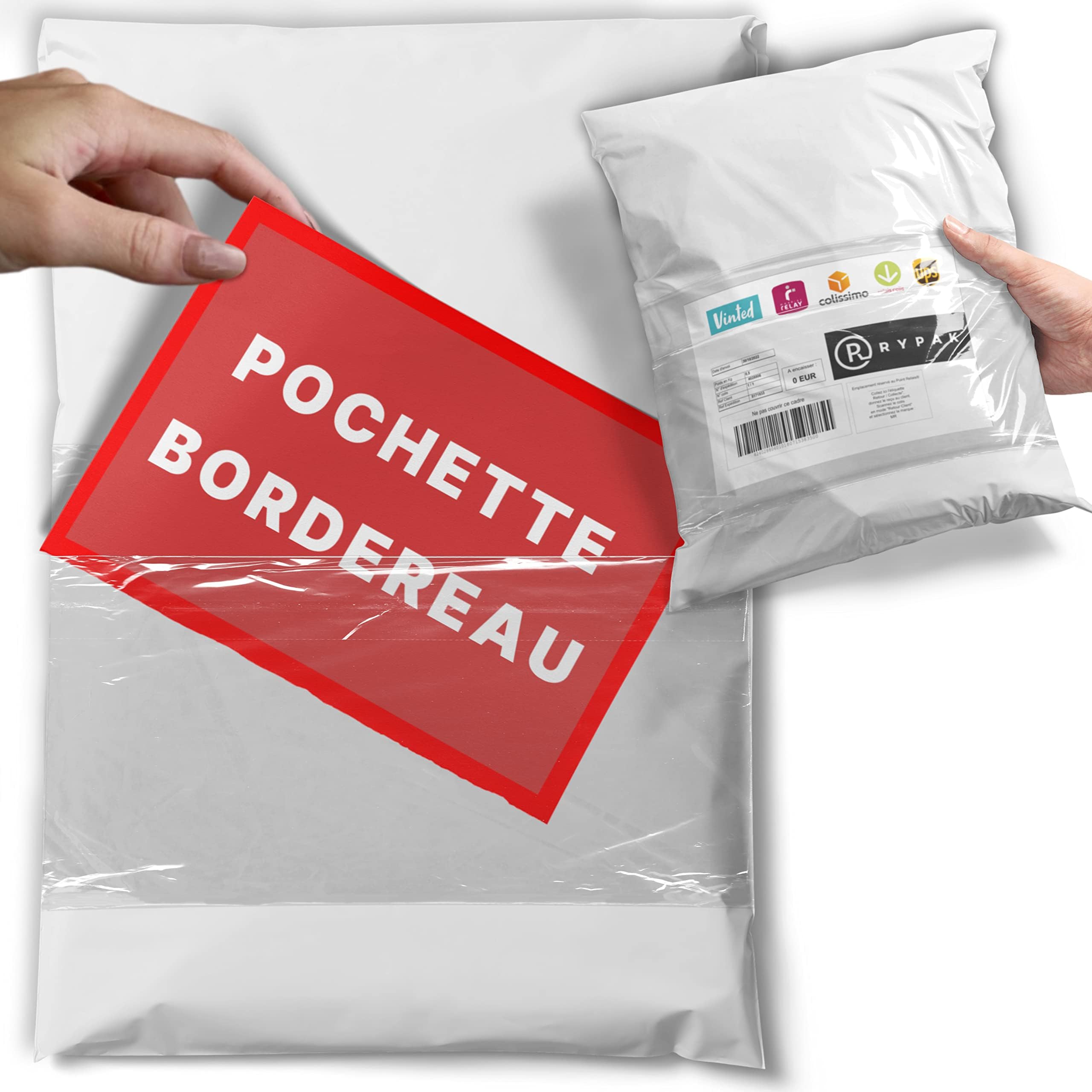 Enveloppe plastique d'expedition blanche opaque avec poche bordereau pour livraison de colis 