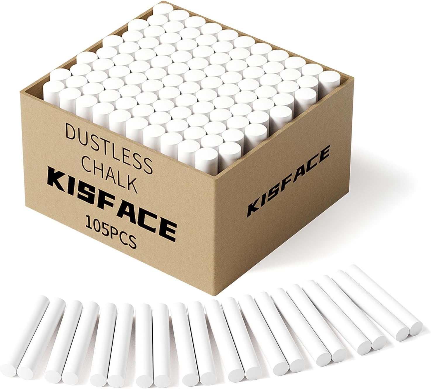 105pcs White Chalk, Dustless Chalk for Chalkboard Chalkboard Stick Bulk Non-Toxic Chalk for School, Office and Home Use