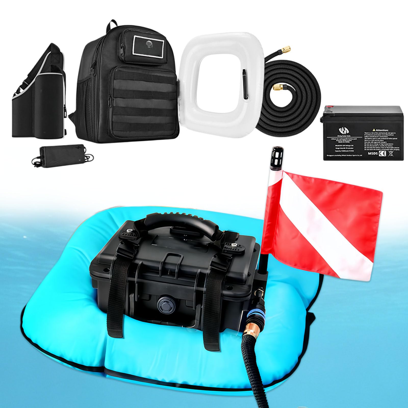 Portable Tankless Scuba Diving System Underwater Breathing Device Blue