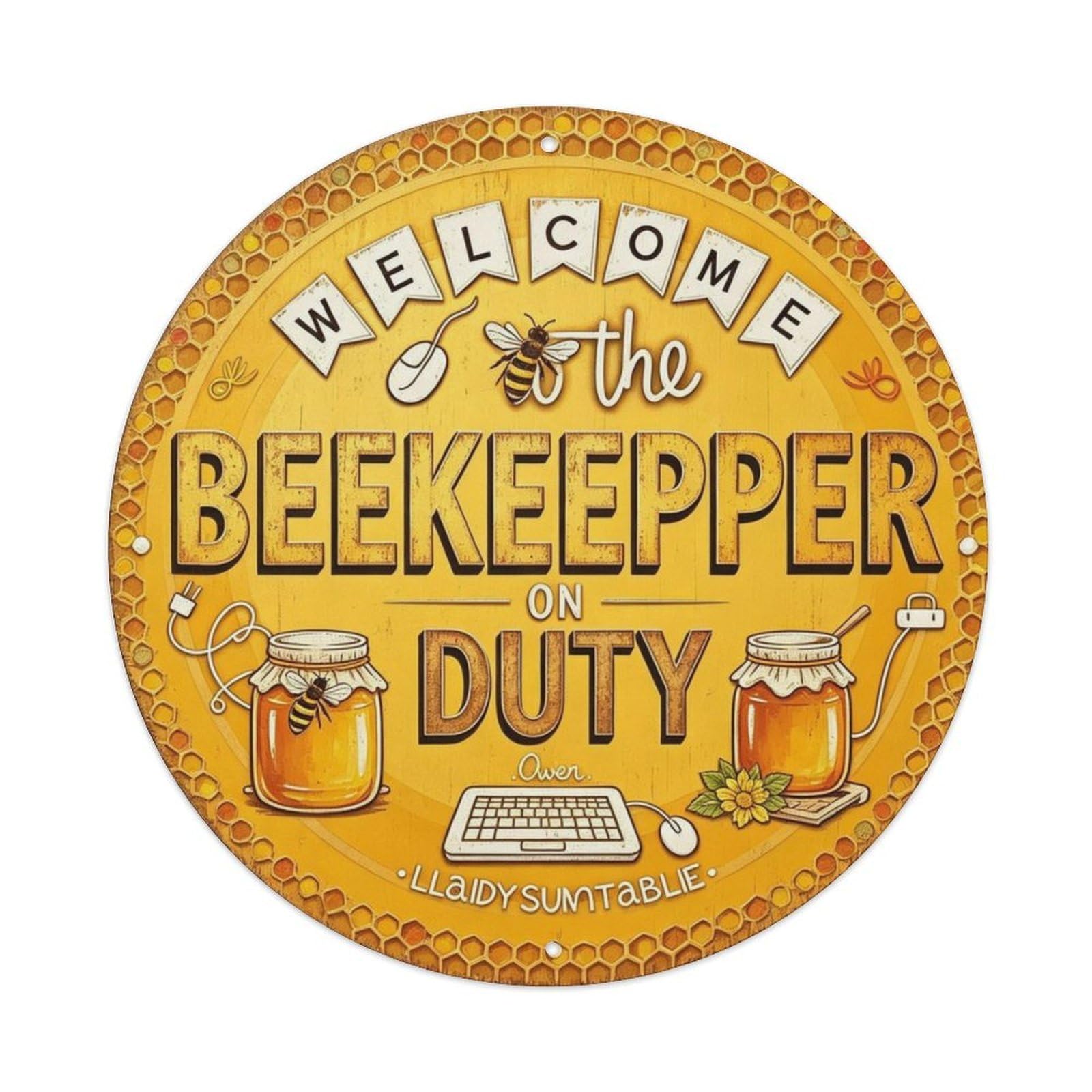 Honey Bee Apiary Beekeeper On Duty Metal Tin Sign Plaque