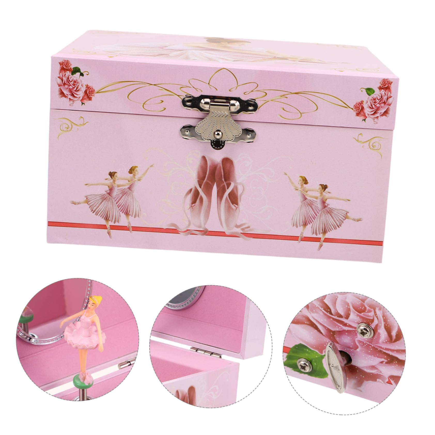 Mikikit Caja De Música Ballet Rosa 13 Cm Joyero Musical para Niñas Almacenamiento De Joyas con Bailarina Giratoria Obsequio De Cumpleaños Infantil