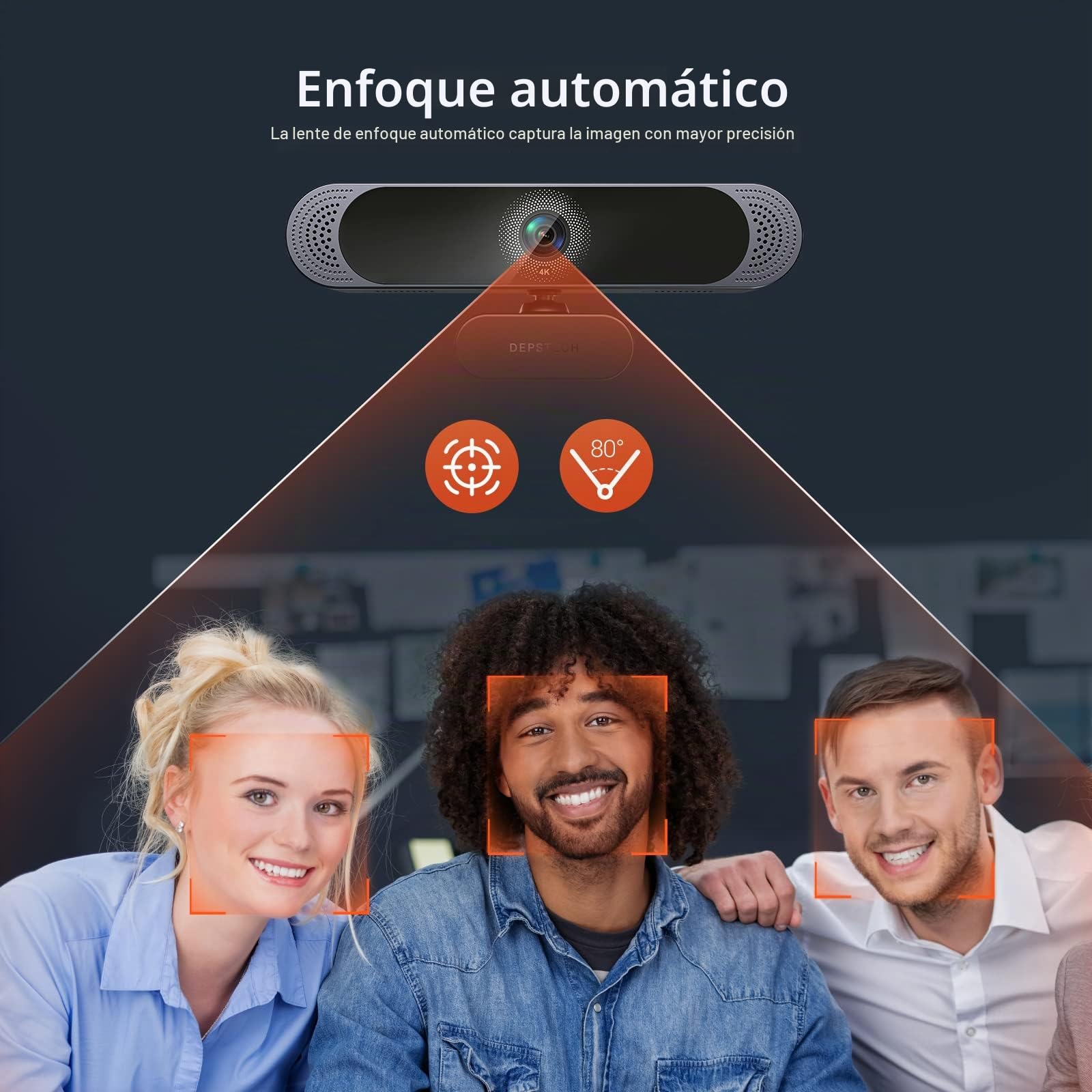 DEPSTECH Cámara Web 4K HD Con Micrófono 8MP, USB Autofocus, Caché y Trípode - Para PC, Portátil, Windows, Mac, Zoom, Skype, Youtube