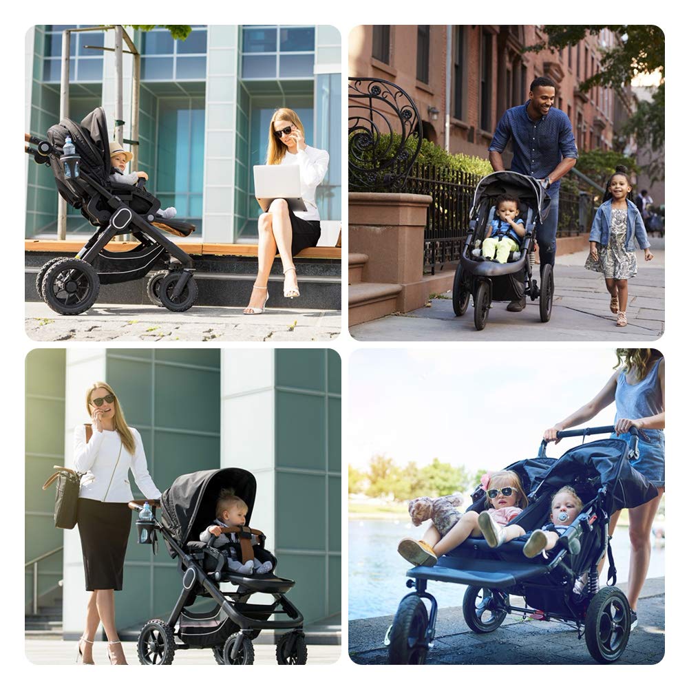 Zerodis Reposapiés Universal para Cochecitos de Bebé, 21 cm Extensible, 3 Velocidades Ajustables, Material Tela Oxford, Negro