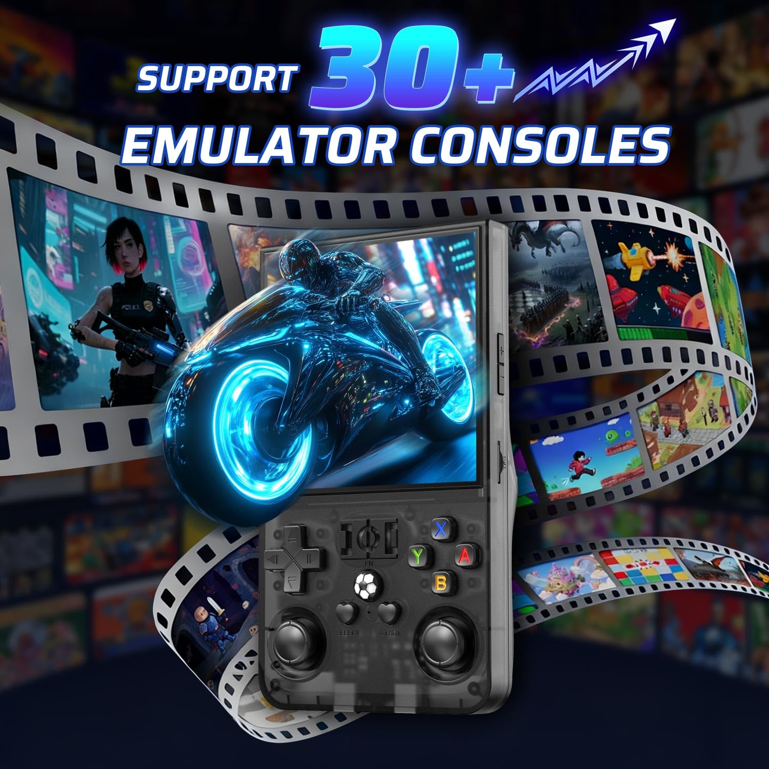 R36MAX Retro Handheld Game Console, 4.0 Inch IPS HD Screen Portable Retro Gaming Console, 1.5GHz CPU Support 30+ Emulator Console Video Game Console, 4000mAh Battery (64GB Black)