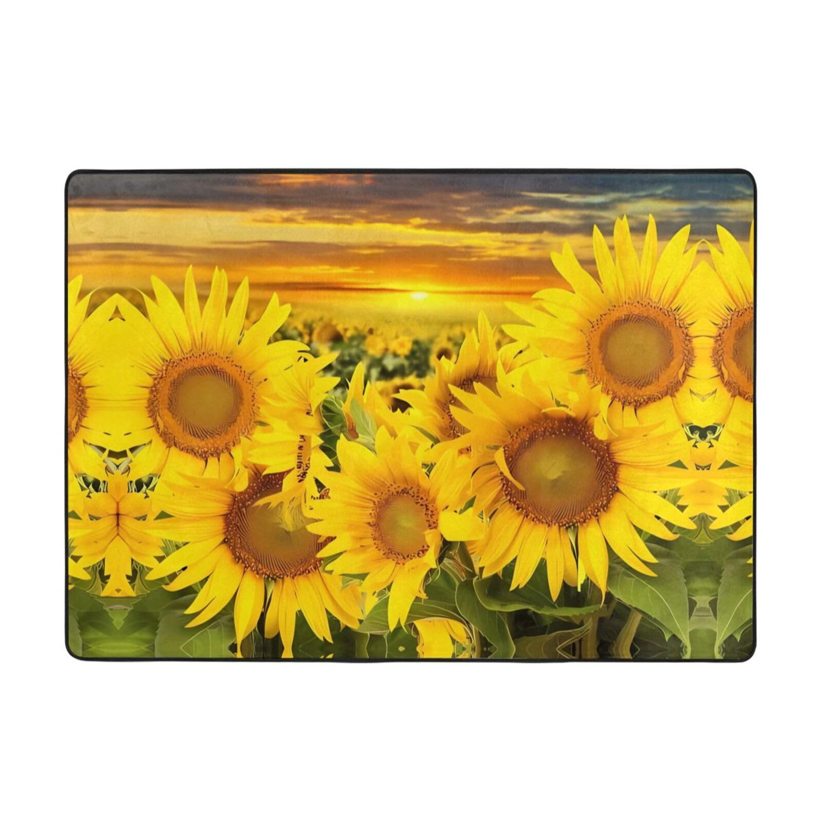 Tapis moderne imprimé tournesol pour table basse et balcon abrité