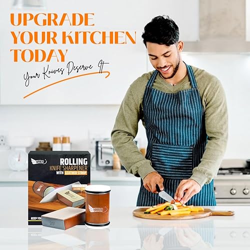 Miniatura 4 de Kit de afilador de cuchillos rodantes, viene con cuero Strop - Afilador de cuchillos de cocina con rodillo - Herramienta afiladora de cuchillos