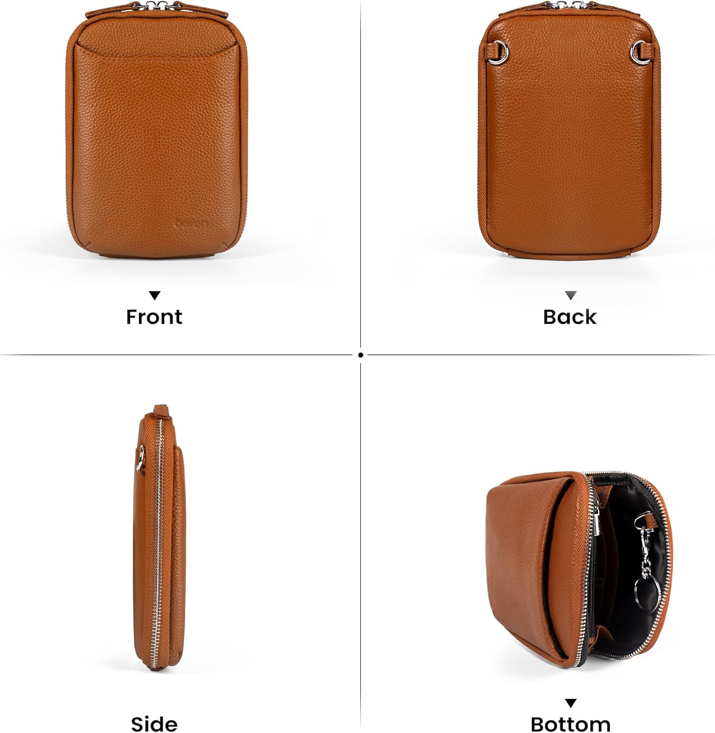 befen Genuine Leather Crossbody Cell Phone Purse for Women, Small Zip Around RFID Blocking Crossbody Wallet Bags - Image 5