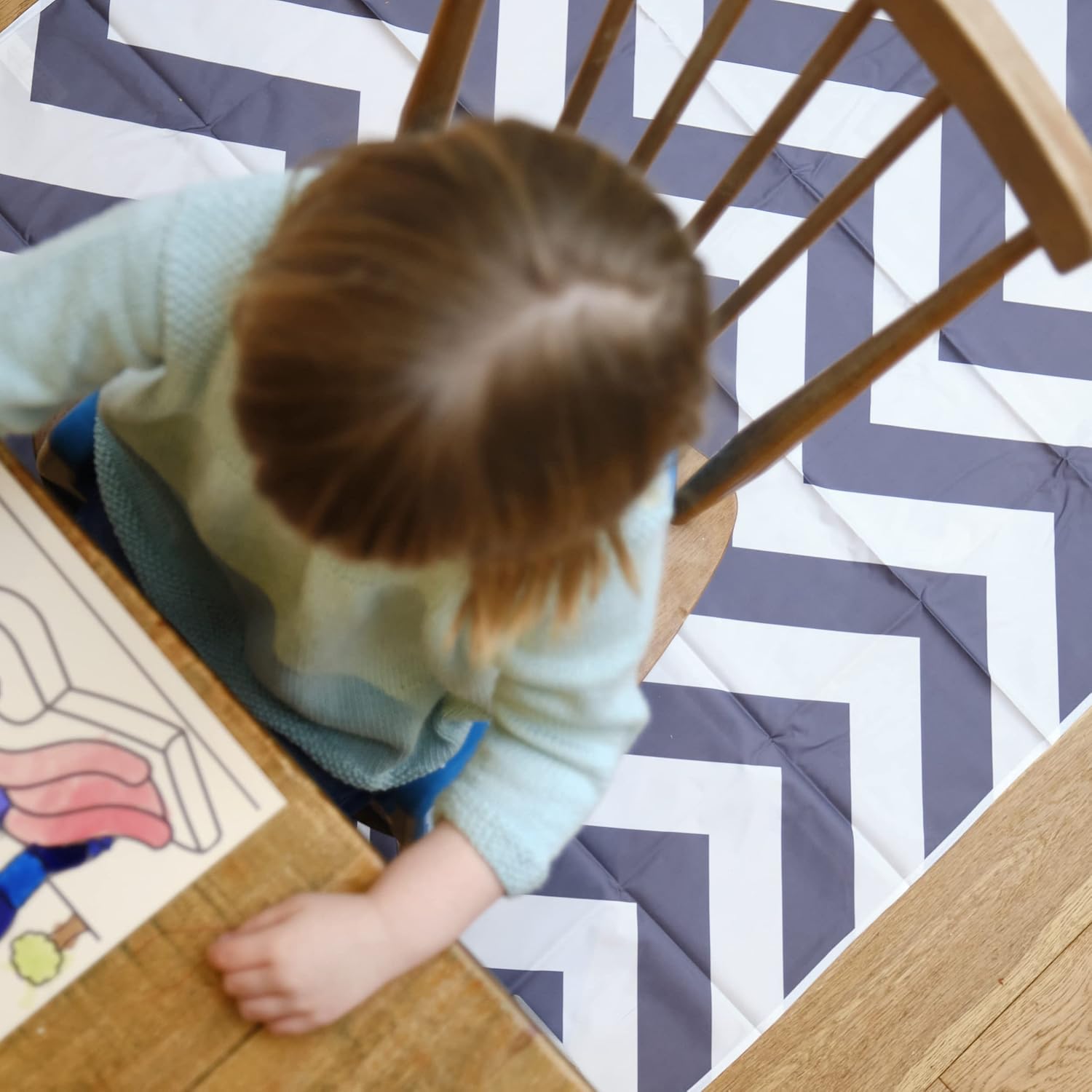 Prince Lionheart Catchall Splat Mat Floor Cover, Chevron Gray