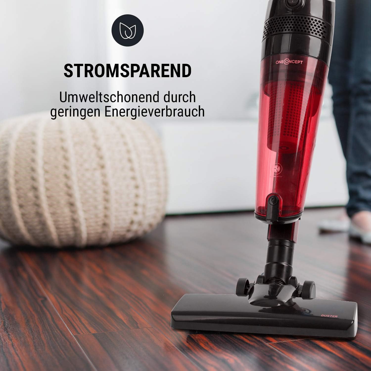 oneConcept Duster vacuum cleaner with 'Energy Saving' text and leaf icon