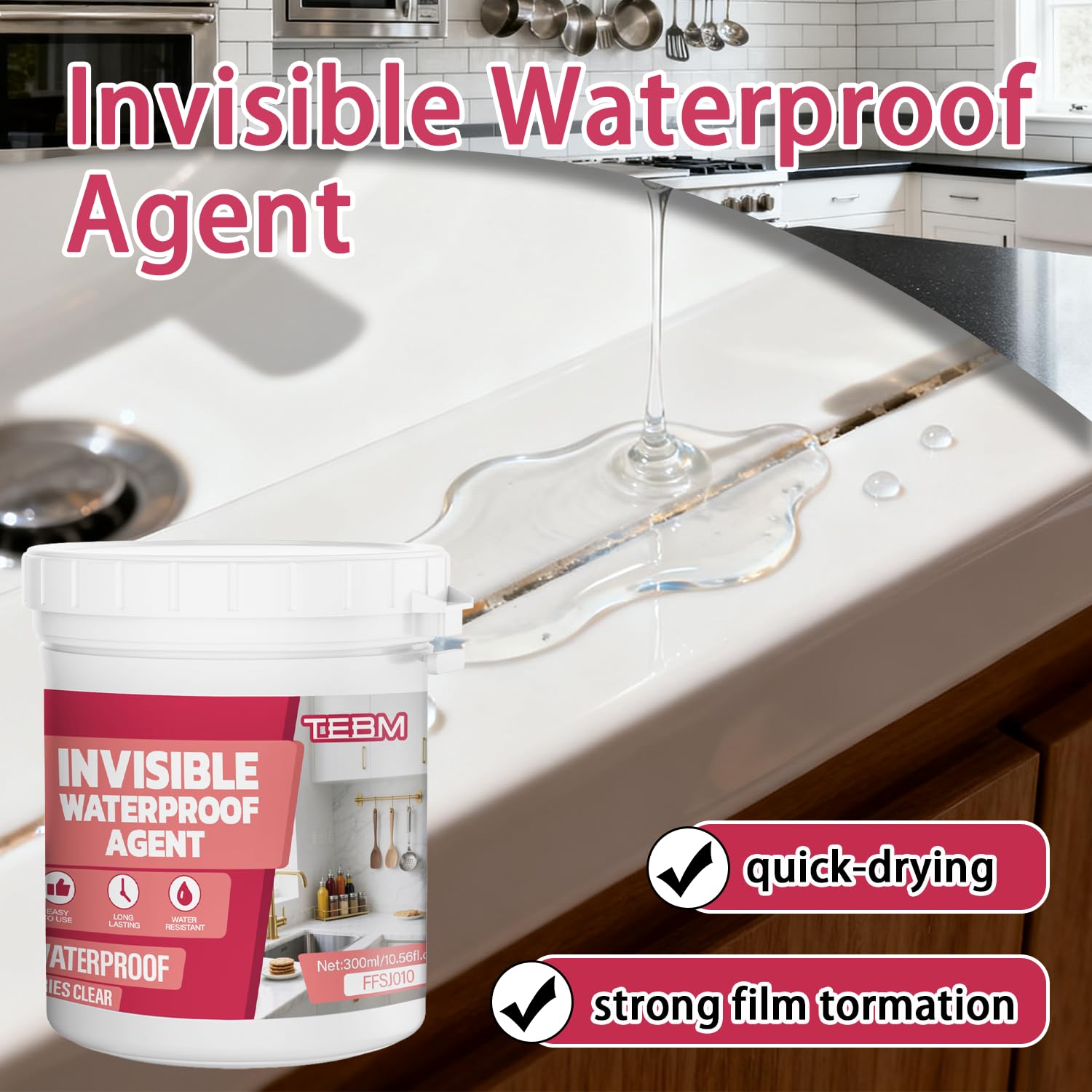 Transparent Waterproof Sealant,500G Clear Transparent Waterproof Coating,Liquid Invisible Water Proof Agent for Roofs Walls,Garden,Bathroom,Kitchen Indoor & Outdoor Water Proof Sealant