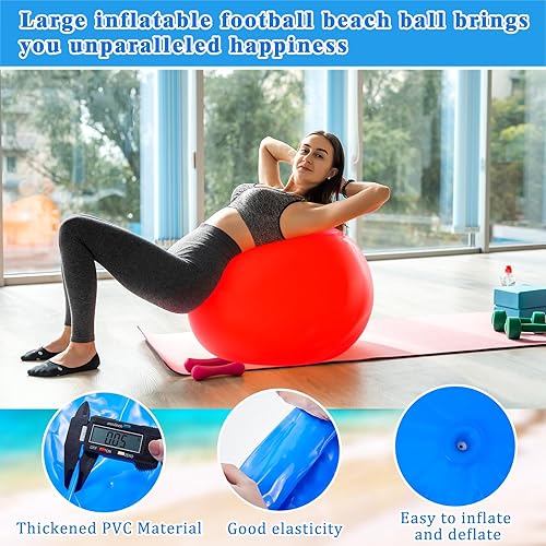 Miniatura 3 de Jenaai 2 bolas de rebote grandes de 30 pulgadas, bola de goma gigante inflable gigante para hacer ejercicio al aire libre, pelota de salto para