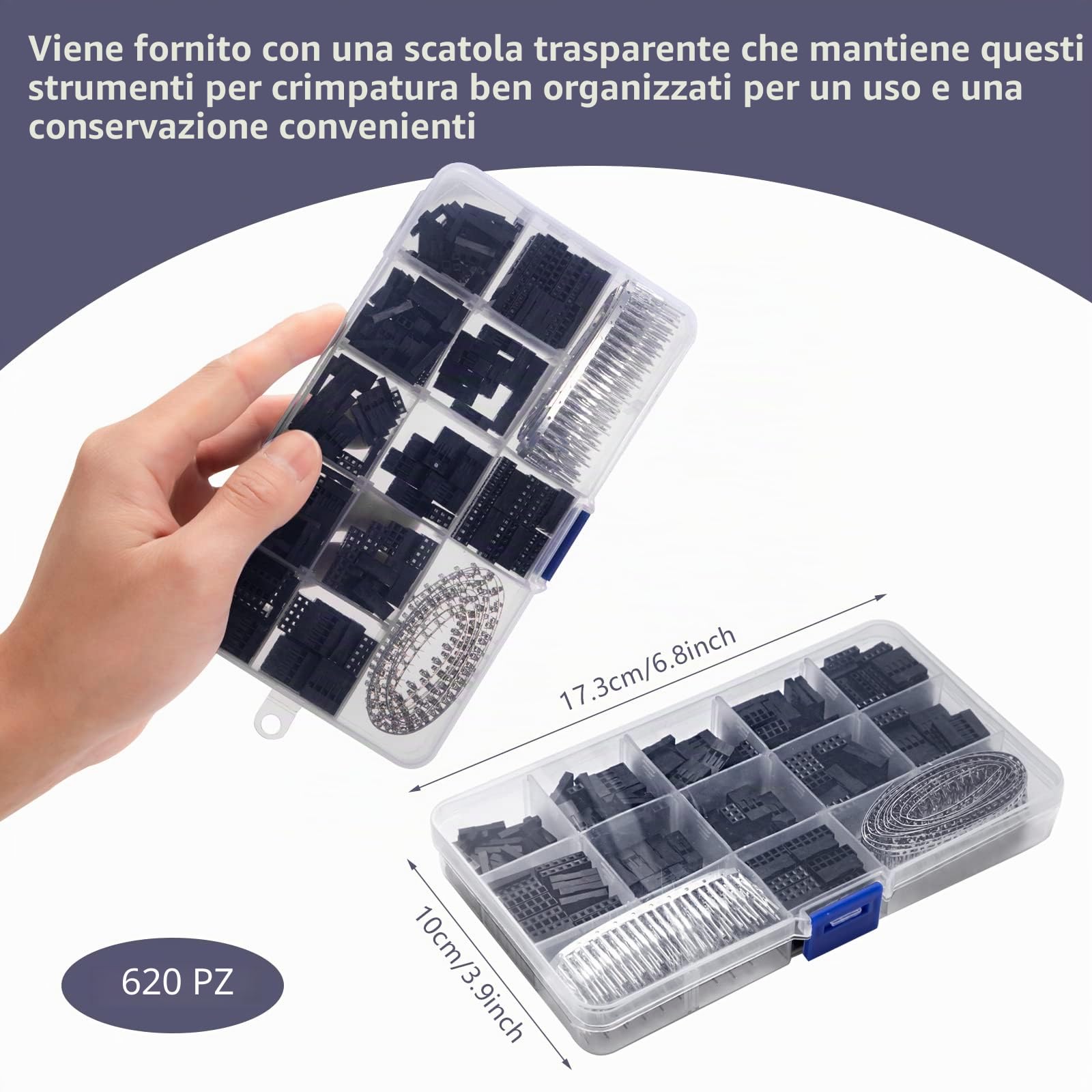620pcs Du-pont Connettore 2.54mm Passo 1 2 3 4 5 6 Pin Alloggiamento Connettore Kit, Maschio e Femmina Crimp Adapter Terminali Filo Jumper a Crimpare Cavo Pin