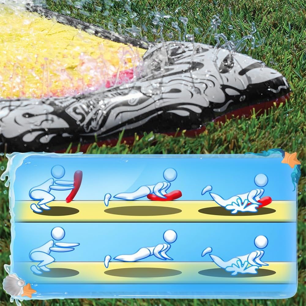 18ft/550cm Wasserrutsche Garten für Kinder, Rasen Wasserrutschen mit Bodyboards, Wasserrutschmatte mit Eingebautem Sprinkler, Rasen Wasserrutschmatte für Sommer Garten Pool Outdoor
