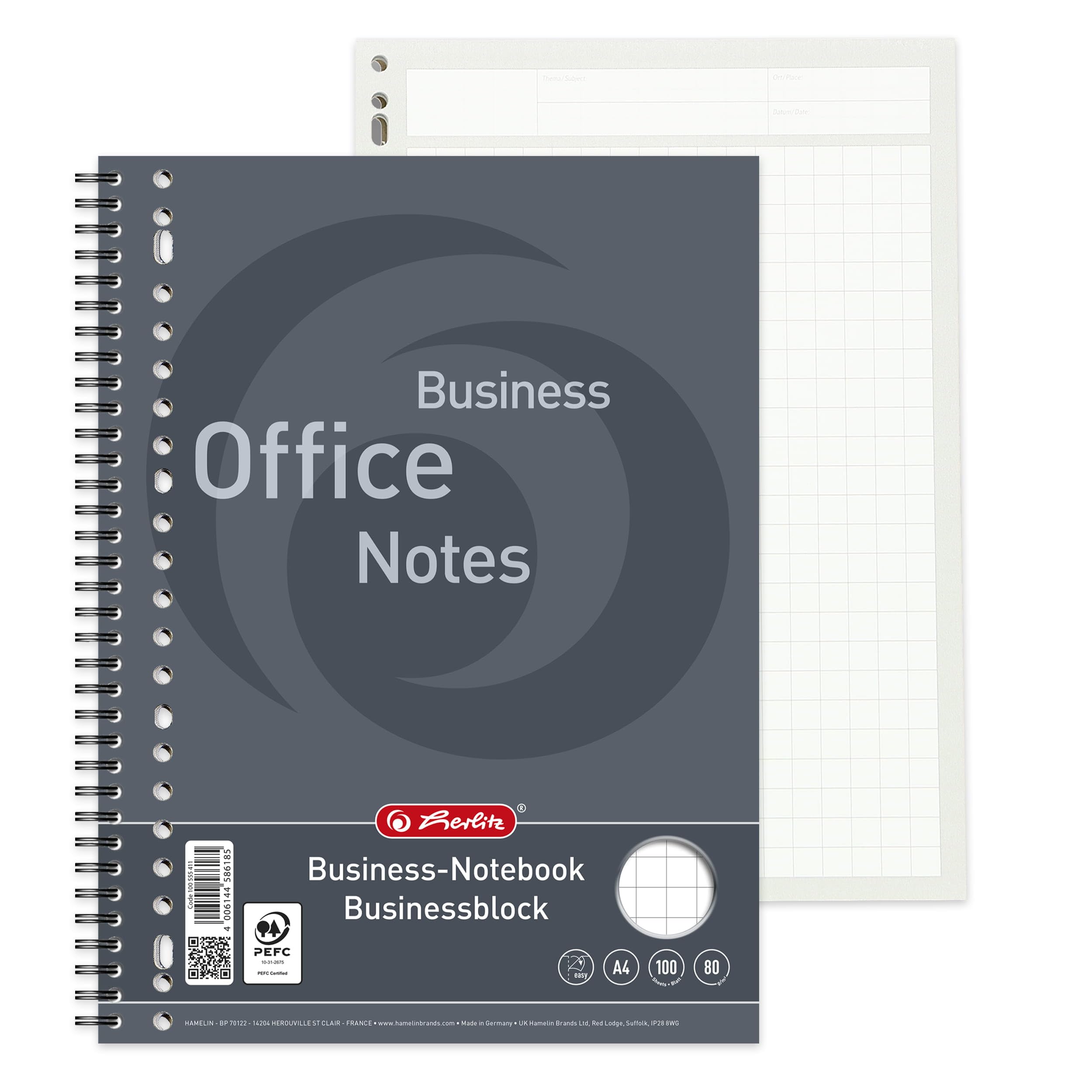Landré 100555411 College Lot de 5 blocs de 100 feuilles format A4 Blanc à carreaux avec marges Papier 80 g/m²