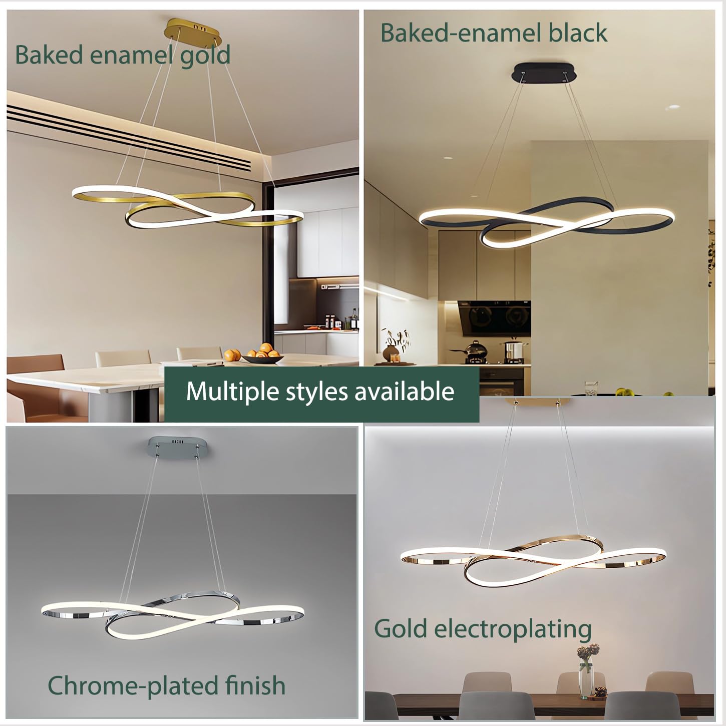 Nowoczesne oświetlenie wiszące Ściemnialna lampa wisząca LED na wyspę kuchenną z pilotem zdalnego sterowania Liniowe oświetlenie wiszące stołu jadalnego z regulacją wysokości (czarna emalia wypalana)