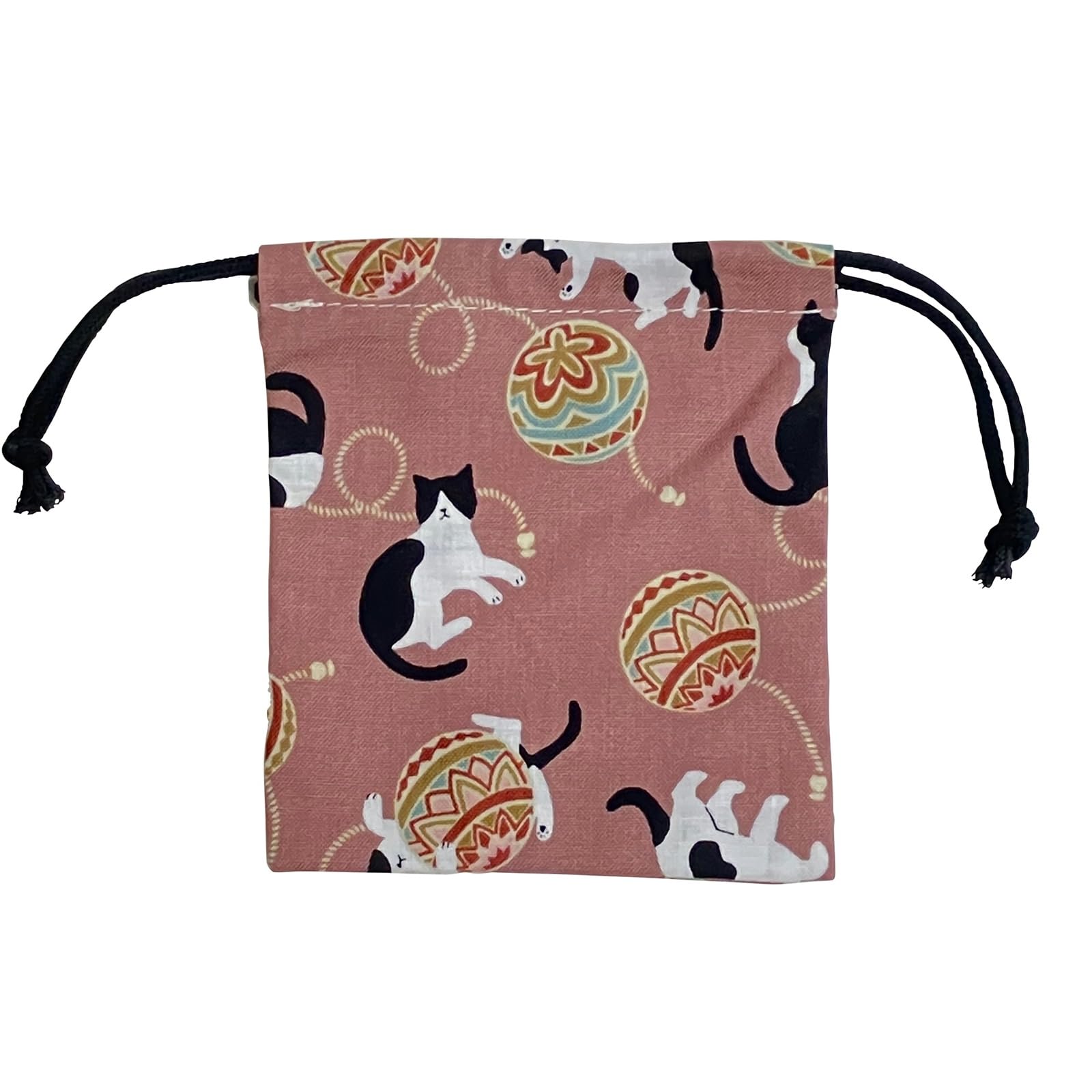Cat Pattern Drawstring Pouch, Made in Japan