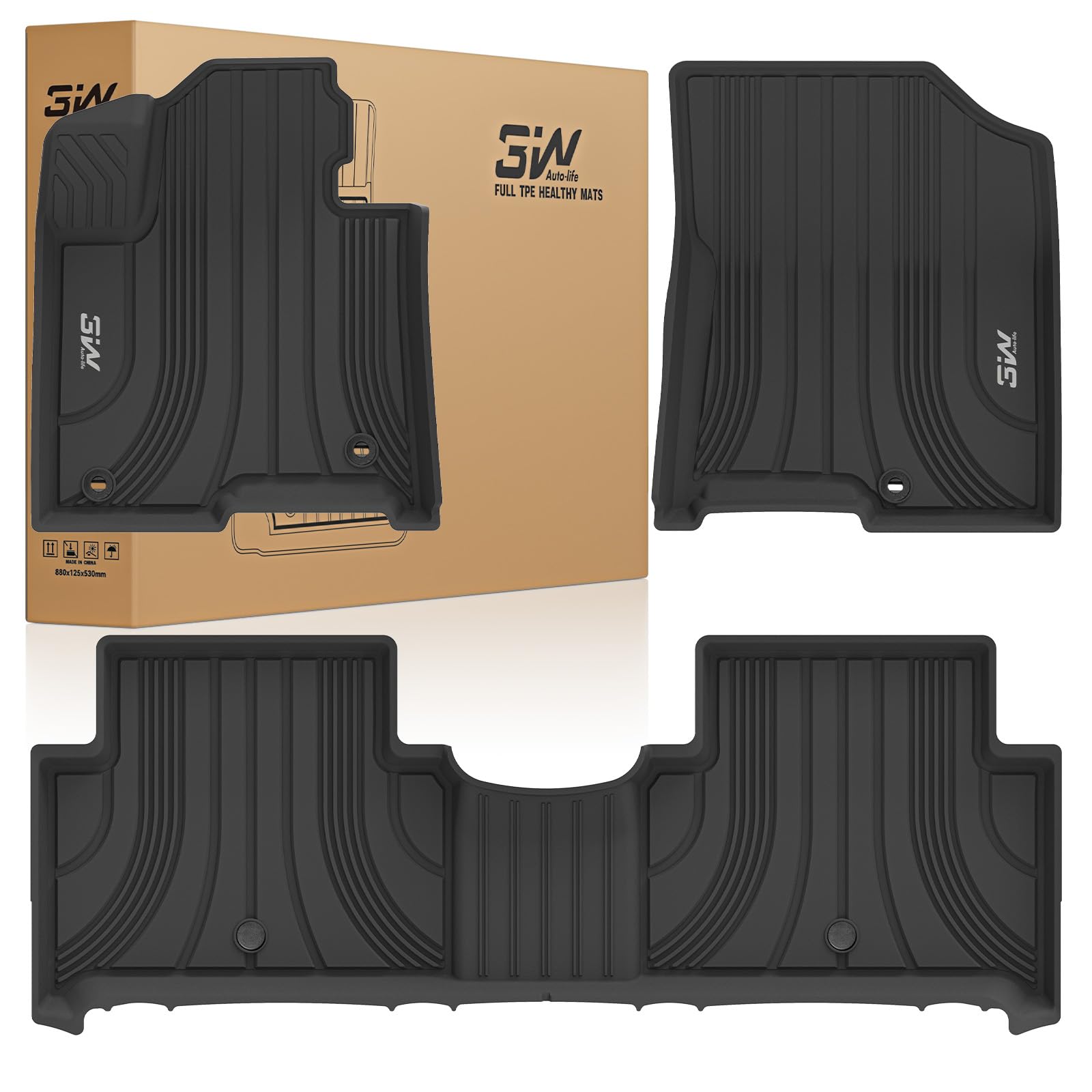 3W Floor Mats&Cargo Liner Fit Toyota Sienna 2021 2022 2023 2024 2025 2026 LE/XLE(Only for 8 Seat), TPE All Weather Custom Fit Floor Liner for Sienna 8 Seat 1st, 2nd and 3rd Row and Cargo Mat, Black — view 21