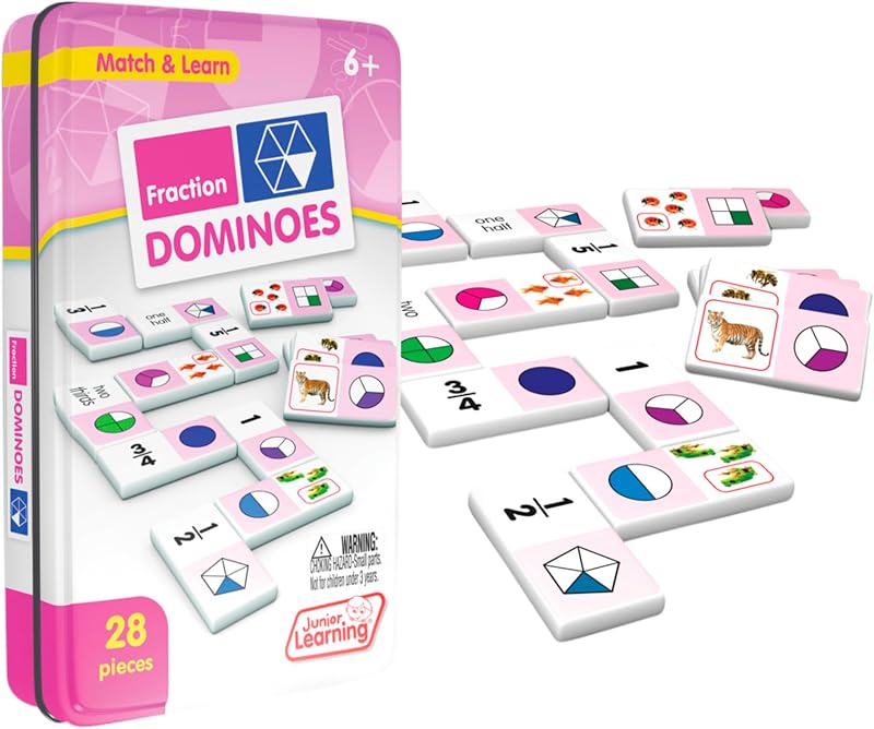 Junior Learning JL485 Fraction Dominoes, Multi 7.8 H x 4.7 L x 1.5 W