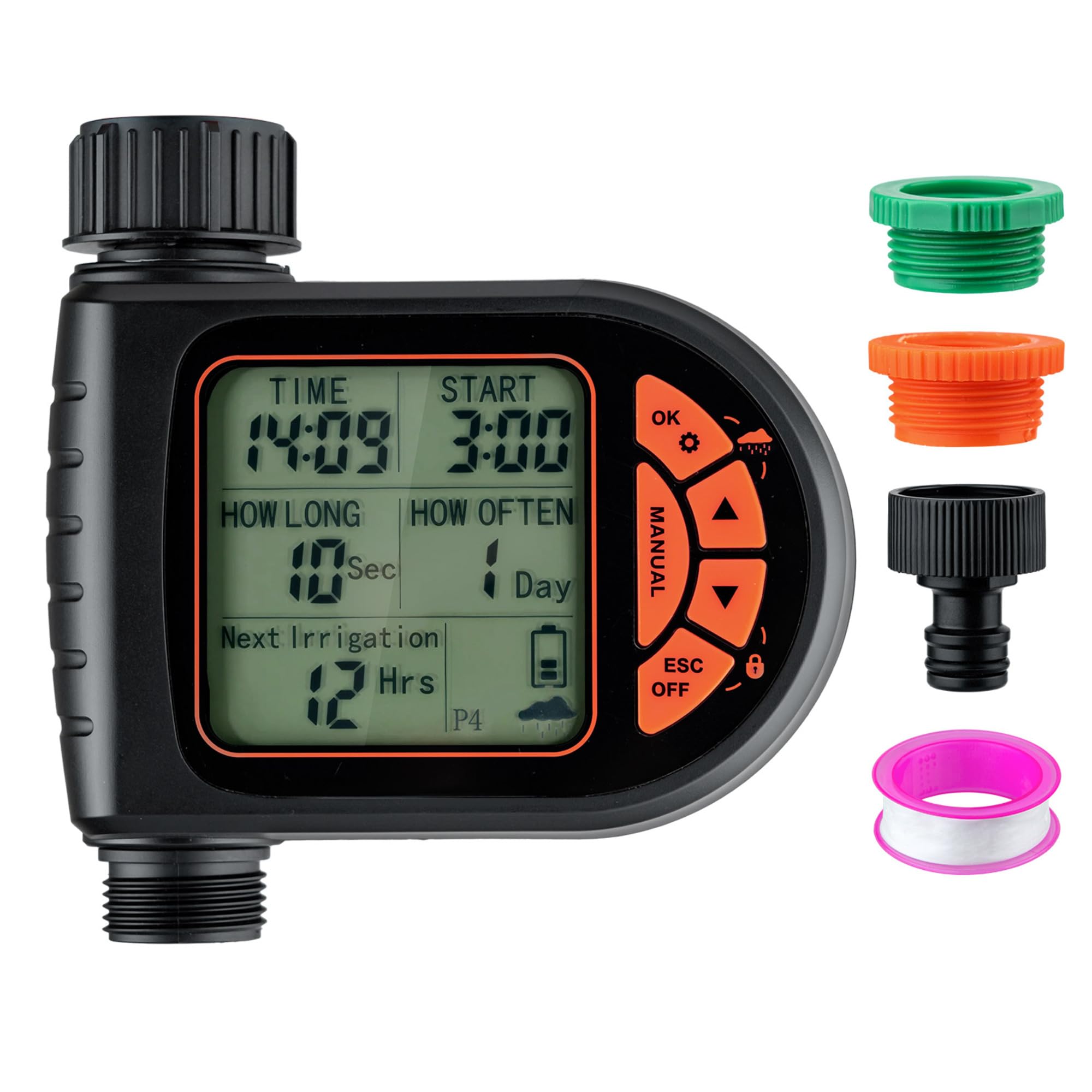 Mcbazel Temporizador de Riego con Retardo de Lluvia y Pantalla LCD, IP65 Impermeable, Temporizador de Agua para Jardín, Balcón, Patio, Granja, Césped