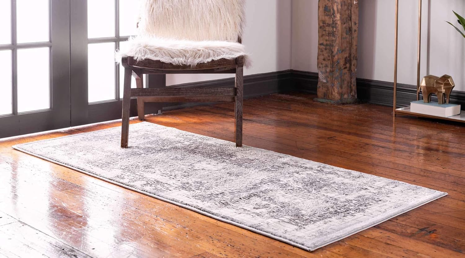 Unique Loom Aberdeen Collection Area Rug - Stanhope (2' 7" x 6' 1" Runner, Gray/ Beige)