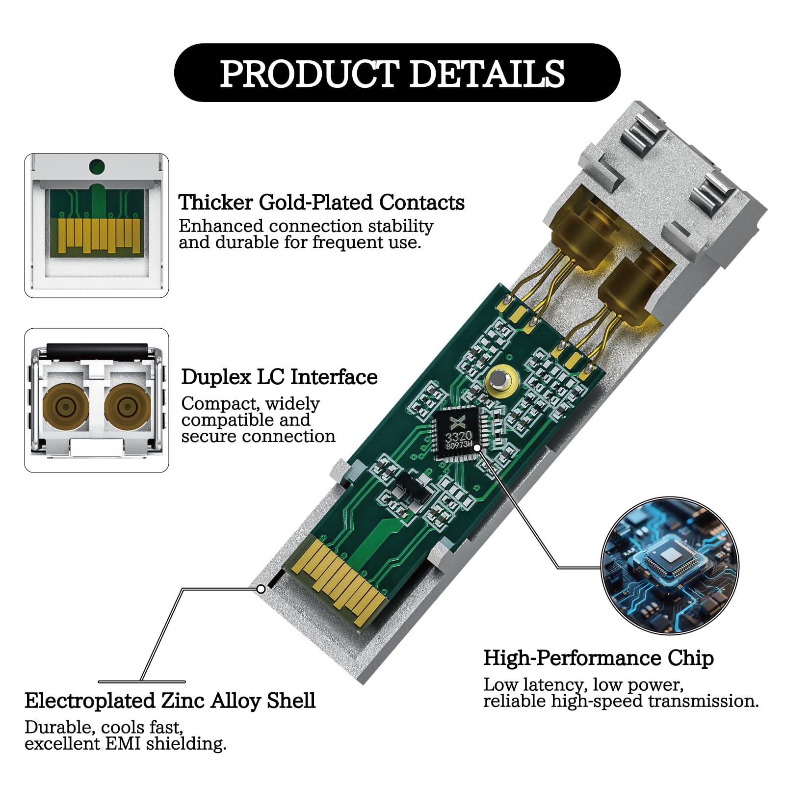 1000BASE SX SFP al ricetrasmettitore di LC - 1.25G SFP LC MMF 850nm 550m, modulo della fibra multimodale hot-swappable