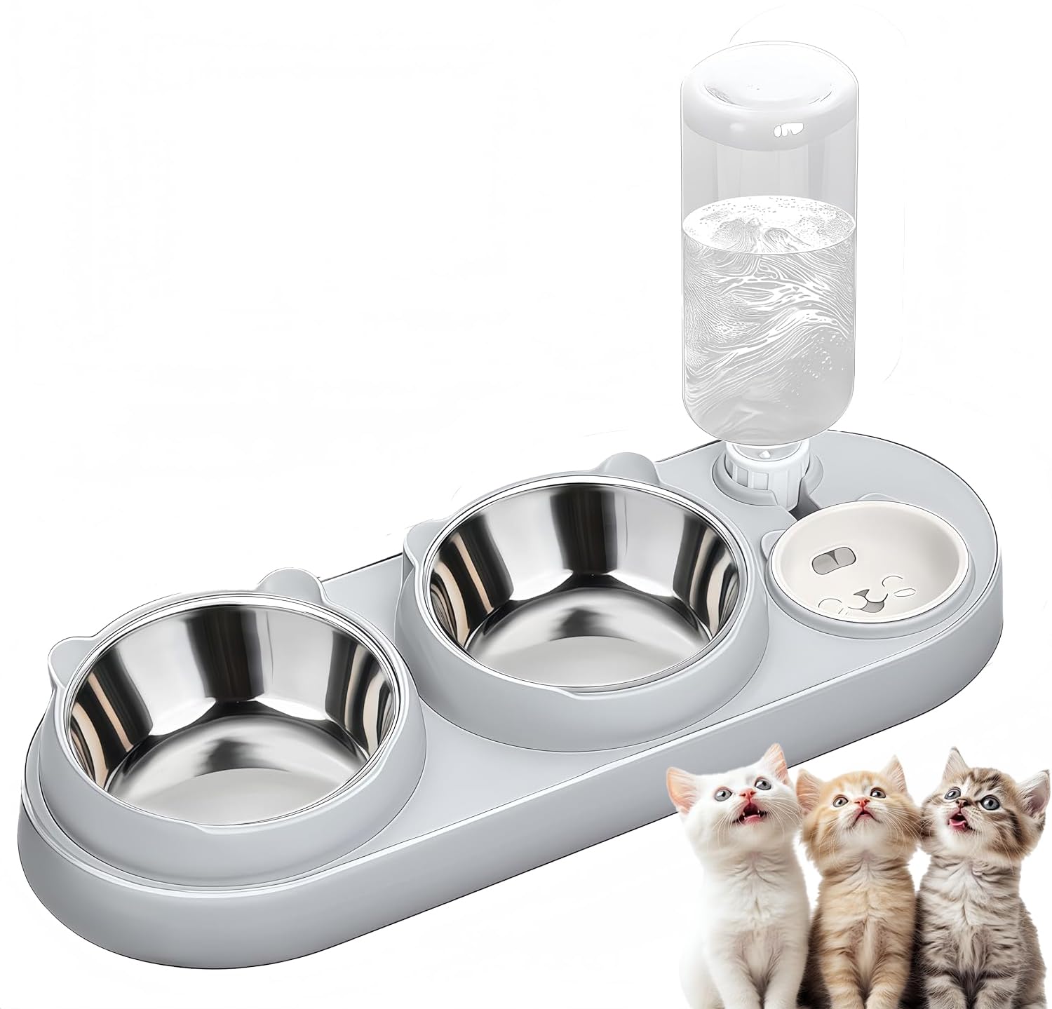 Gamelle double pour chat à 15° inclinée pour préserver sa digestion