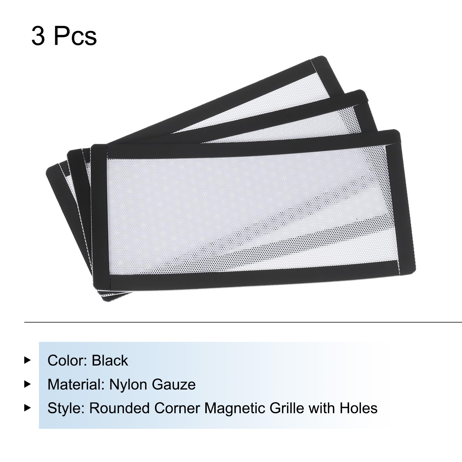 3 Filtres Anti-Poussière Magnétiques 150x150mm Pour PC - Maille PVC Blanc - Pour Ventilateurs De Boîtier, Haut-Parleurs - 9
