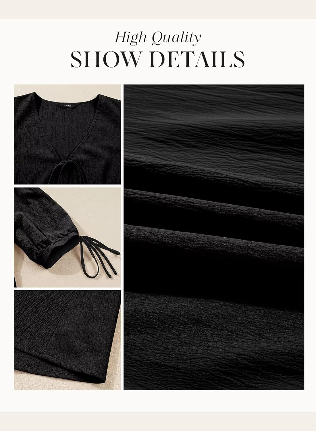 Dokotoo Summer Dresses for Women 2026 Casual V Neck Bow Tie Short Sleeve Empire Waist A-Line Mini Dress - Image 5