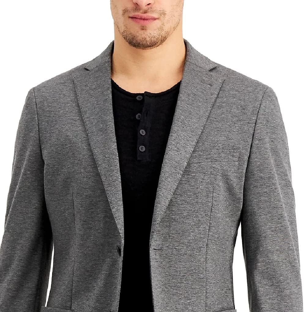 Calvin Klein Mens Slim Fit Two Button Blazer Jacket, Grey, Large (Regular)