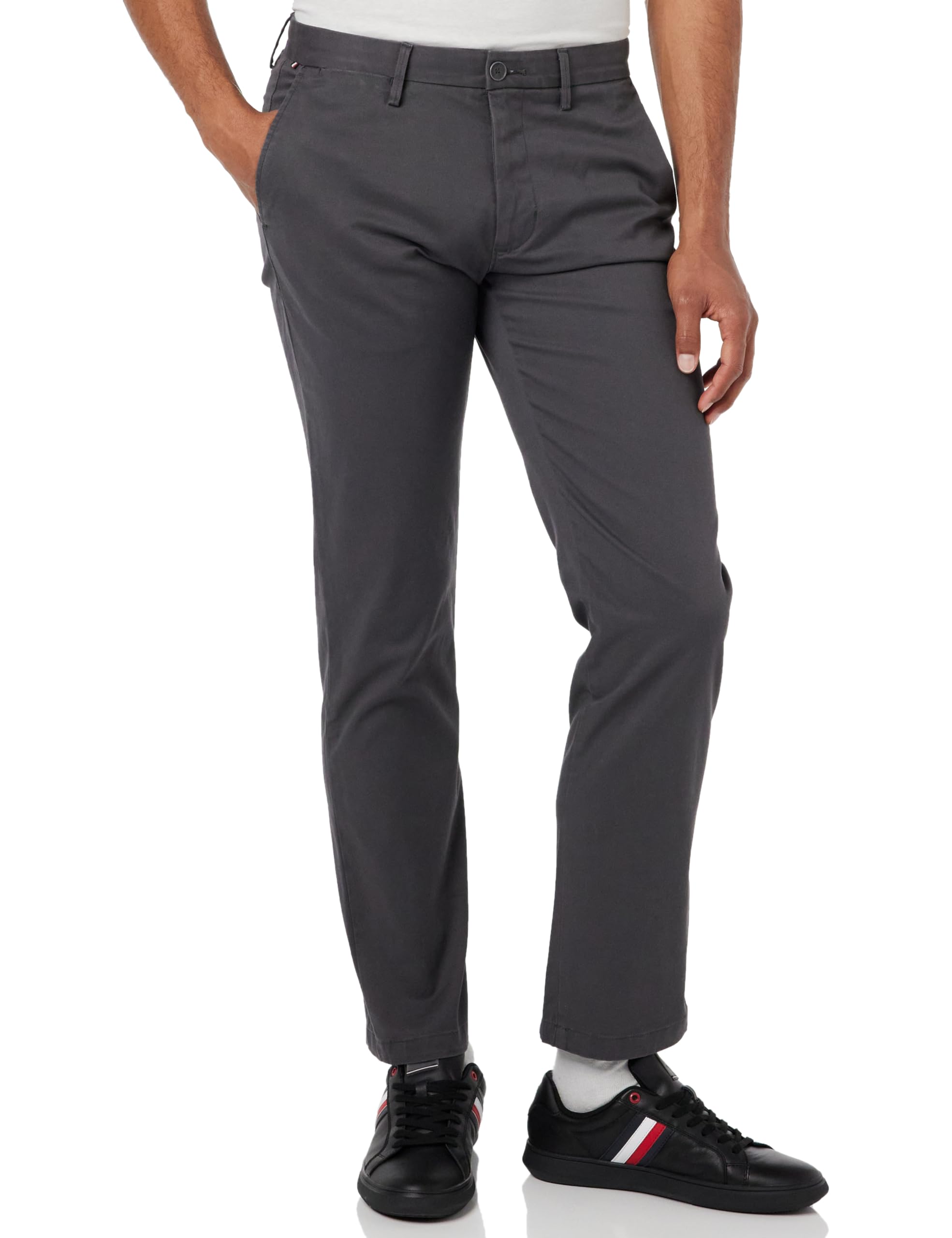 Tommy Hilfiger Men’s Core Denton 1985 Pima Cotton Chinos, Grey (Dark Ash), 34W/34L