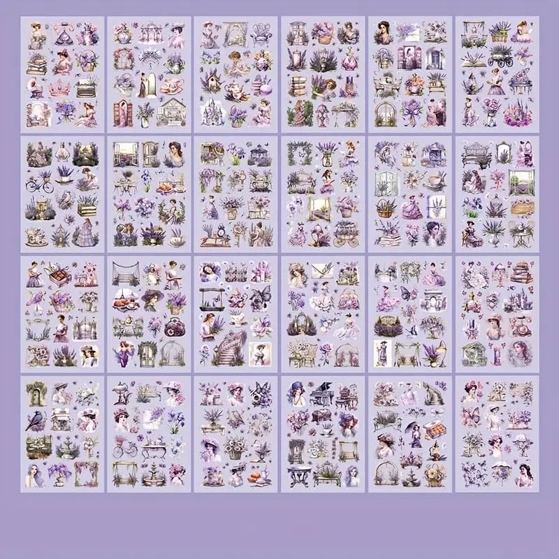 Image of Alokik Enterprise Flowing Light Gathering Nostalgic Dreams Retro Romance Decorative Sticker Book Vintage Aesthetic Scrapbook Stickers for Journaling, Planners, DIY Crafts & Phone Decoration