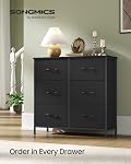 SONGMICS Unité de stockage du coffre des tiroirs, en acier, 6 Tiroirs BELLAH Collection, pour Chambre, Dressing, Hallway, Salon, Encre noir et Ebony noir, LGS123BH03