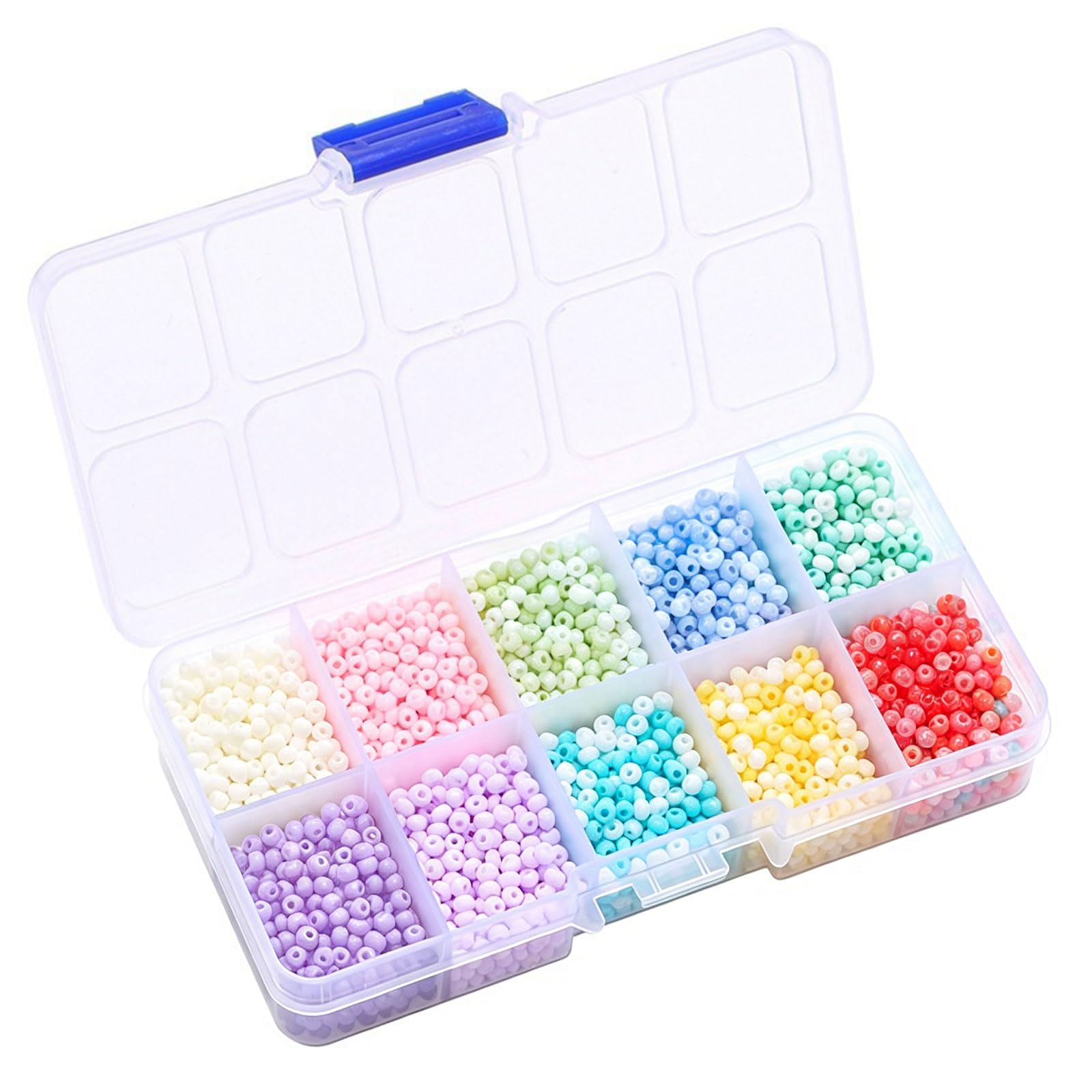 Zeiwohndc A Ssorted Color Craft Beads With 10 Section Bead Storage Case For Bracelets Necklaces Jewelry Crafting Project Nd Clothing Embellishment Plastomer Craft Beads