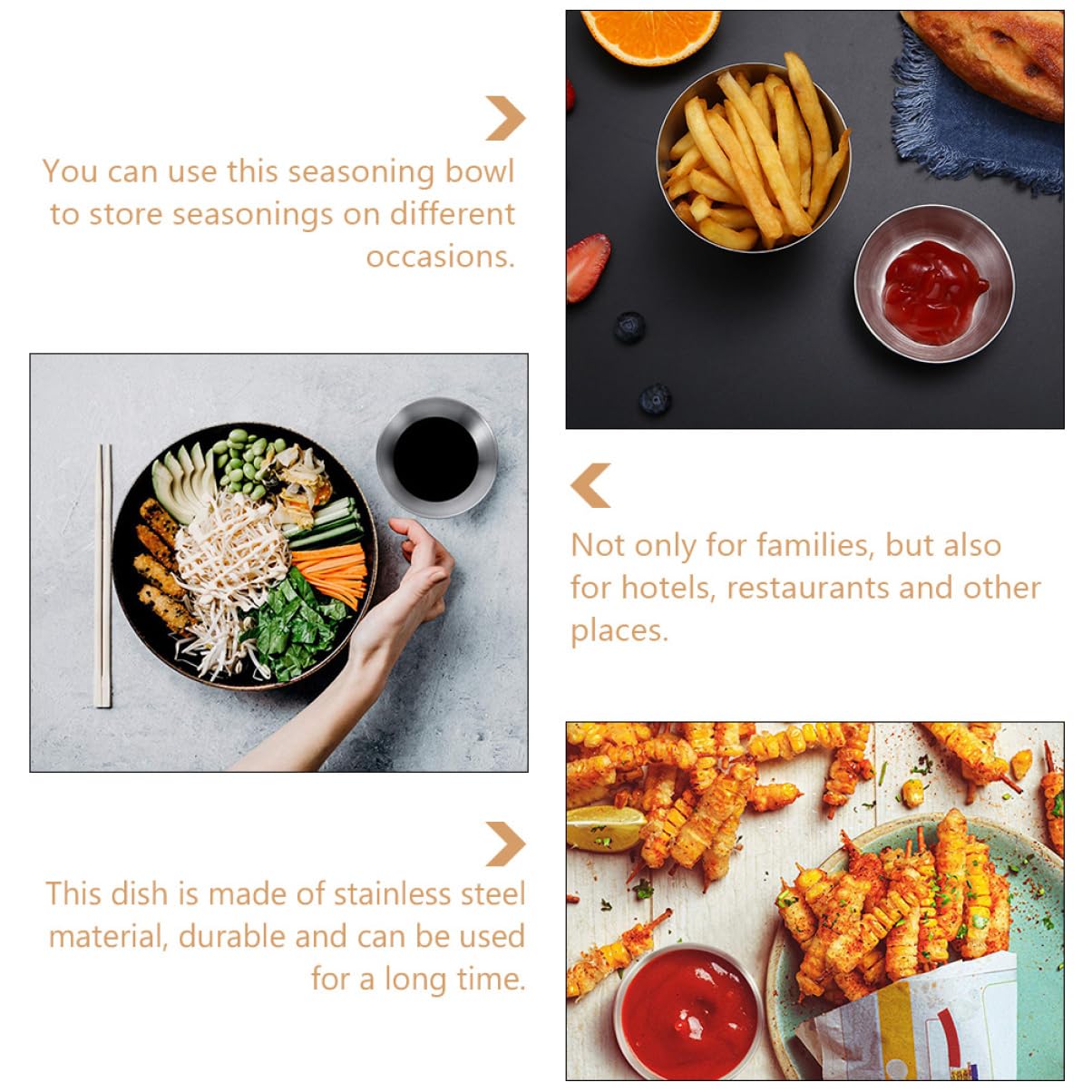 FUNOMOCYA 4pcs Mustard Dish Condiment Plate Soy Sauce Condiment Sauce Cups Condiment Container Sauce Dipping Dish Food Sauce Dish Side Dish Plate Sushi Dipping Bowls Silver Stainless Steel