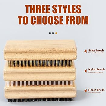 Set Di 3 Spazzole Per Sciolinatura Sci E Snowboard - Nylon, Ottone E Crine Di Cavallo - Manico In Legno