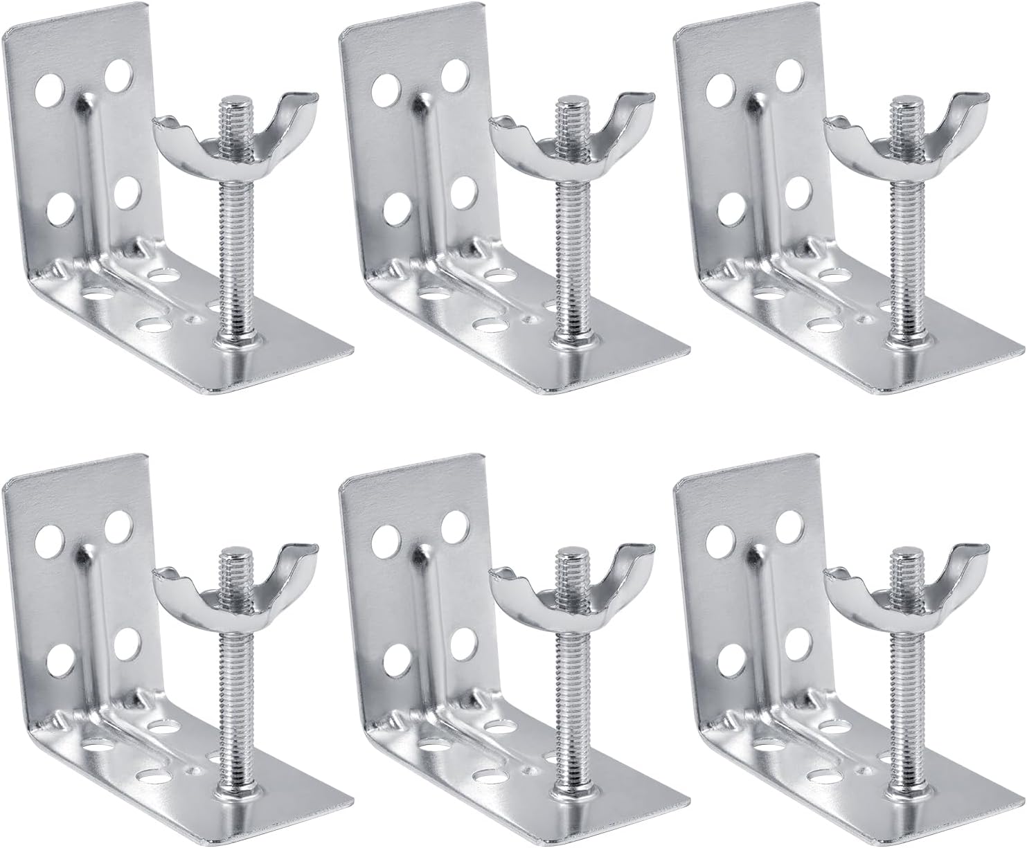 6 PCS Roman Shade Wall L Bracket with Wingnut, Mounting Roman Shade Brackets Hardware Kit for Blinds, Ceiling Wall Mount Holder L Bracket, Silver Metal Window Blinds Bottom Shade Brackets for Home