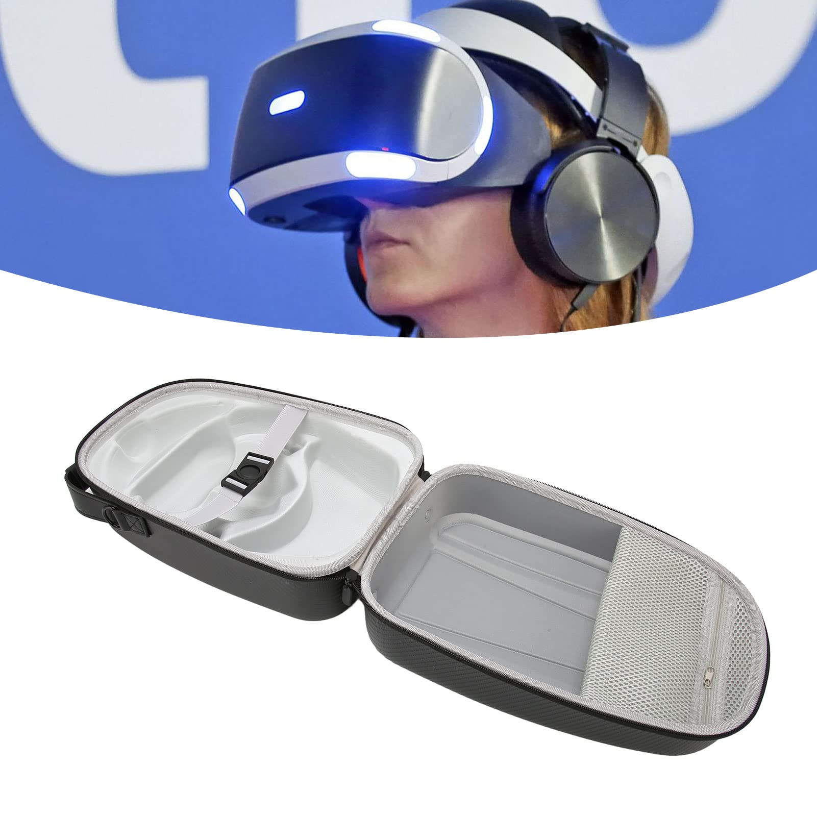 Estuche Rígido de Transporte para PS5 VR2, Funda de Viaje Portátil, Bolsa de Almacenamiento, Todo en, Estuche Rígido para Juegos VR para PS5 VR2, Se Adapta a Accesorios de (Patrón de Estera de