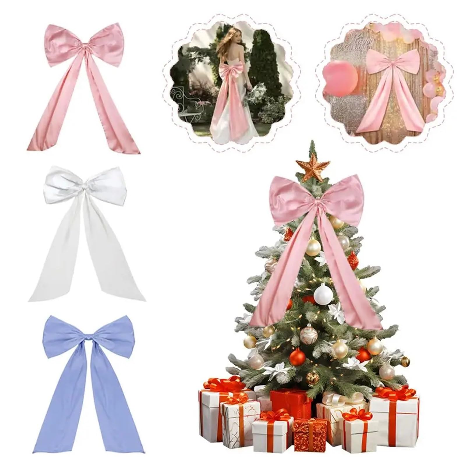 1 Uds. Lazo Decorativo, Lazo Grande for habitación, Gigante for Navidad, cumpleaños, Fiesta de Boda, decoración Pared Fondo para Fiestas(Black)