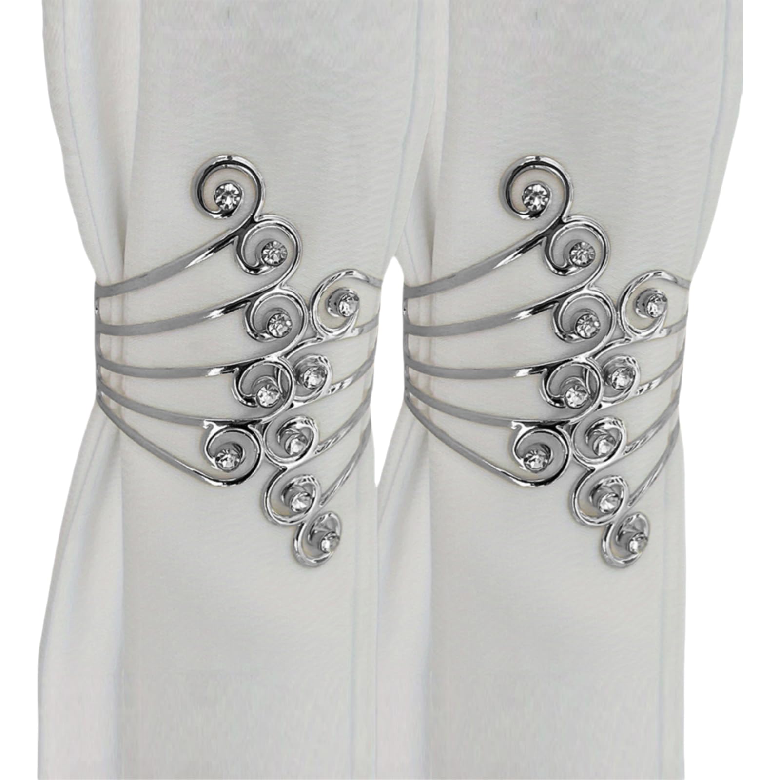 Curtain Tiebacks Openable And Closable Diamond Studded Decorative Curtain Buckle Metal Curtain Fixer Suitable For Living Room Balcony And Bedroom Silver