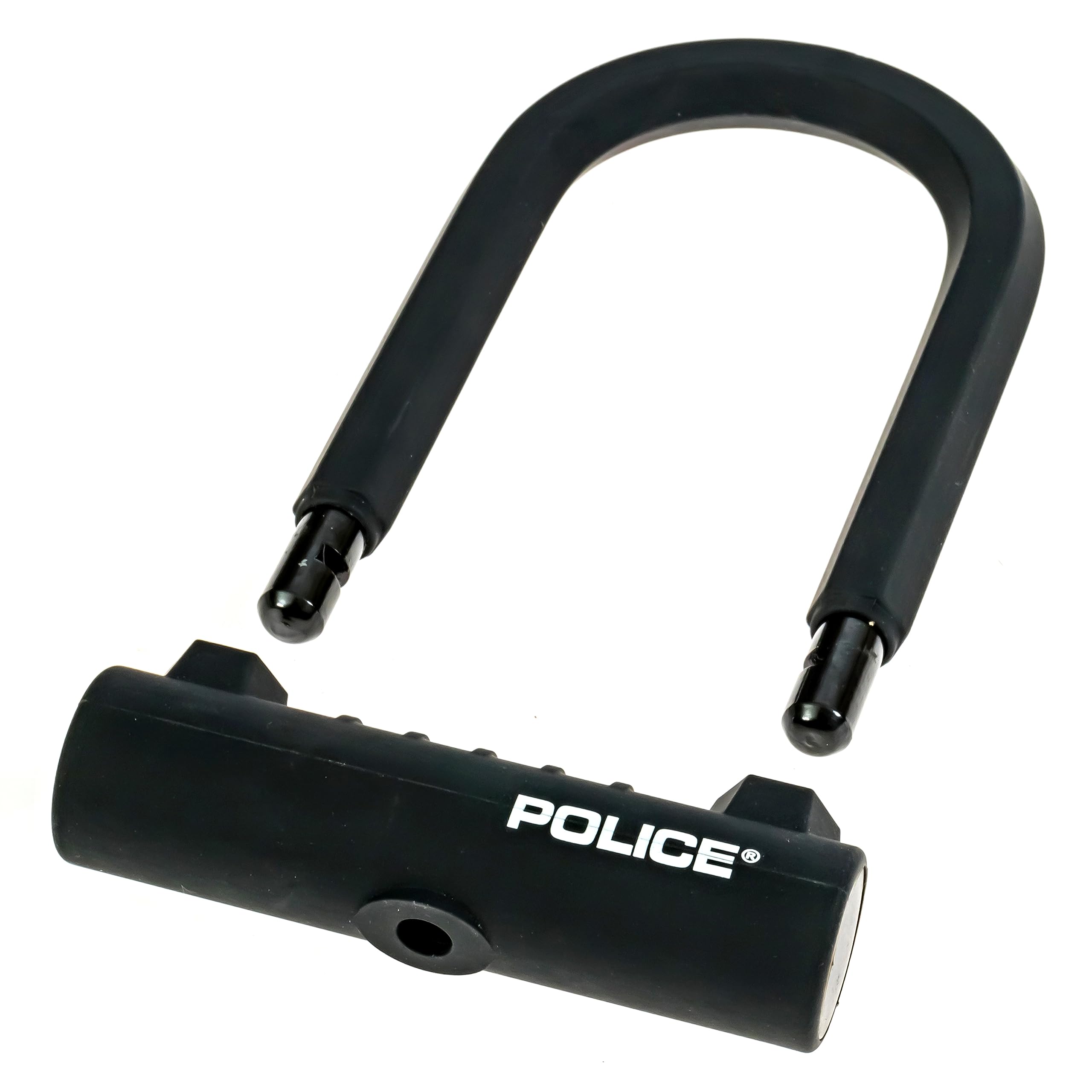 POLICE Candado de bicicleta con llave, candado en U para bicicletas, candado para scooters, equipo al aire libre, candado de bicicleta recubierto de silicona con cable, color negro